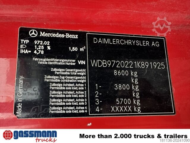 Tipper varebil Mercedes-Benz Atego 818 K 4x2 mit Kran Palfinger PK 6500, 2x AHK