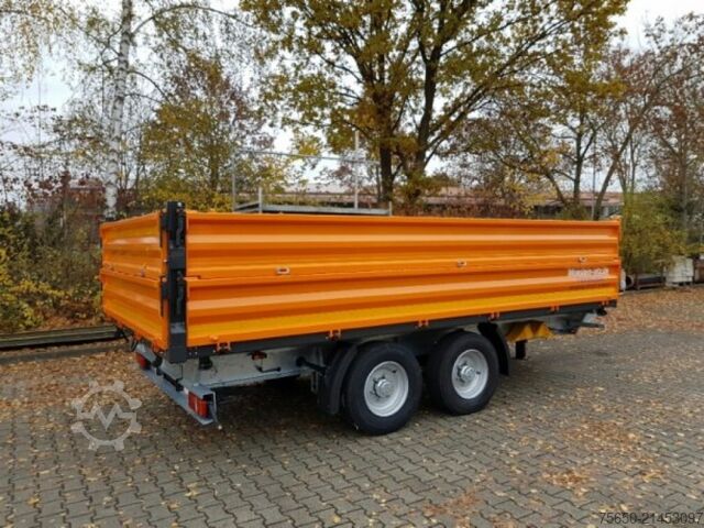 自卸式拖车 Möslein TTD11- BA Orange  neuer Tandem 3- Seitenkipper Tiefladermit Bordwand- Aufsatz-- Neufahrzeug --