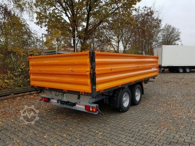 自卸式拖车 Möslein TTD11- BA Orange  neuer Tandem 3- Seitenkipper Tiefladermit Bordwand- Aufsatz-- Neufahrzeug --