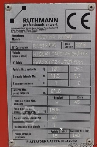 Teherautóra szerelt platform Ruthmann Ecoline RS240