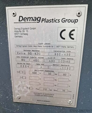 Enjeksiyon kalıplama makinesi Demag Ergotech Extra 80-430
