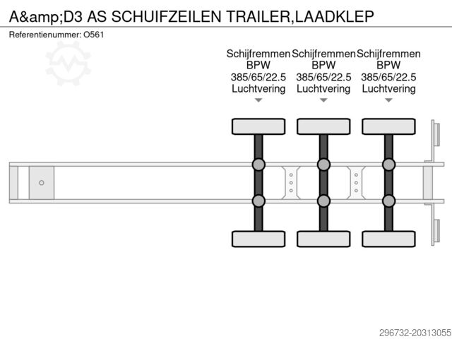 Bâches coulissantes A&D 3 AS SCHUIFZEILEN TRAILER,LAADKLEP
