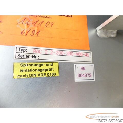 Komponen Indramat RAC 2.2-200 - 380-A00-W1 AC - Mainspindle Drive SN:004379