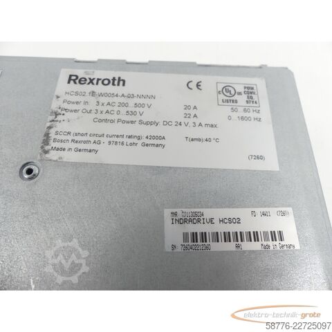 Component Rexroth HCS02.1E-W0054-A-03-NNNN MNR: R911298373 SN:7260402210260