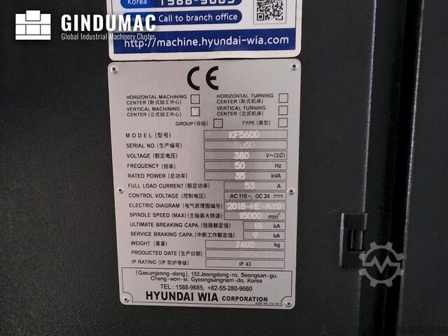 Вертикальный обрабатывающий центр Hyundai WIA KF 5600