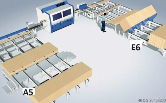 Automazione della linea di formatura con impilatore Weinig E6 infeed + A5 outfeed + stacker
