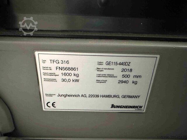 LPG gaffeltrucks Jungheinrich TFG 316 - TRIPLEX 4,4 m