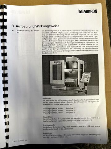 수직 머시닝 센터 MIKRON VCP 600