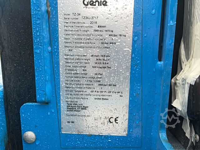 מעלית בום רכוב על נגרר Genie TZ34 (12m)