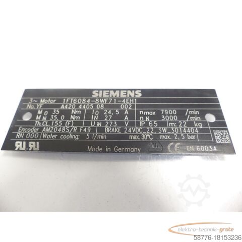 Steuerung Siemens 1FT6084-8WF71-4EH1 Motor SN: YFA420440508002 - ! -