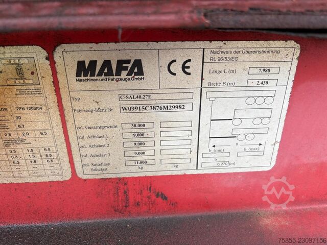 MAFA шасси 20 FT, опрокидывающееся шасси / ось BPW / электрическое опрокидывание LT4793 MAFA Chassis 20 FT Tipping Chassis / BPW Axle / Elec...