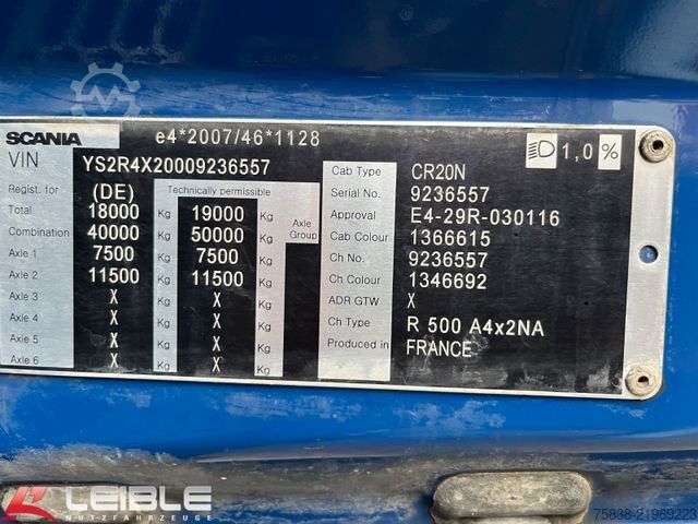 Standard tractor unit SCANIA R 500 XT*Hyva Kipphydro*Alcoa*Retarder*