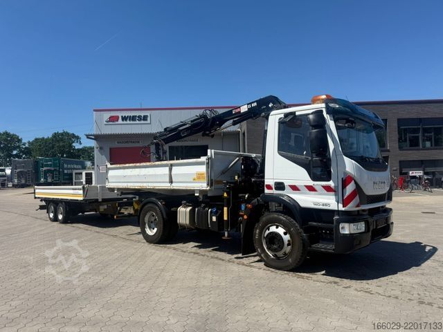 Three-sided tipper truck IVECO 140E250 Kipper mit HIAB Kran möglich mitAnhänger