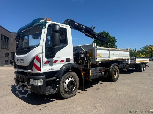Camion basculante trilateral IVECO 140E250 Kipper mit HIAB Kran möglich mitAnhänger