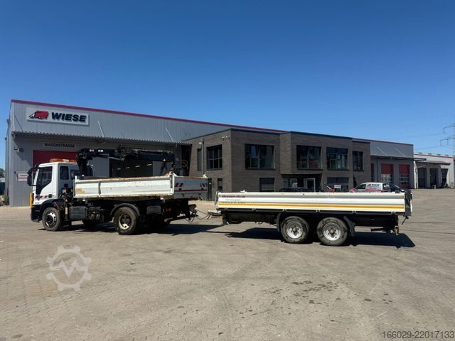 Three-sided tipper truck IVECO 140E250 Kipper mit HIAB Kran möglich mitAnhänger