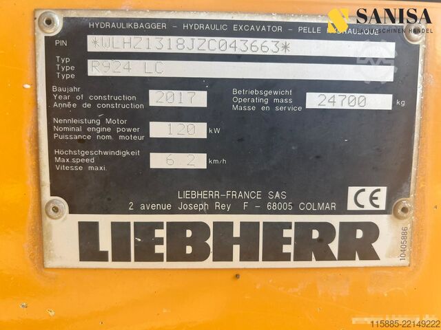 Gusjeničar LIEBER R924 LC ZSA/Zusatzhydraulik/Klima/2017