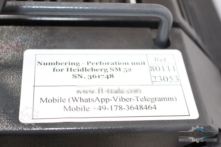 Unidad de impresión de numeración y perforación Heidelberg PM-SM 52 N-P
