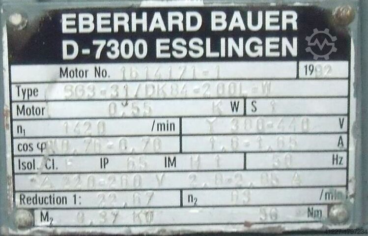 Редукторный мотор 0,55 кВт 63 об/мин BAUER BK10-71V