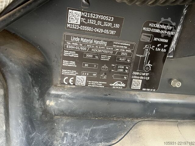Električni viljuškar na 4 kotača Linde E30H-01/600