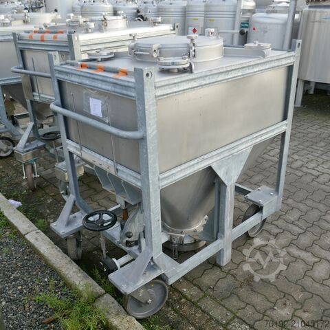 630-літровий мобільний конічний контейнер з V4A з внутрішнім покриттям Halar Stöcklin 9777