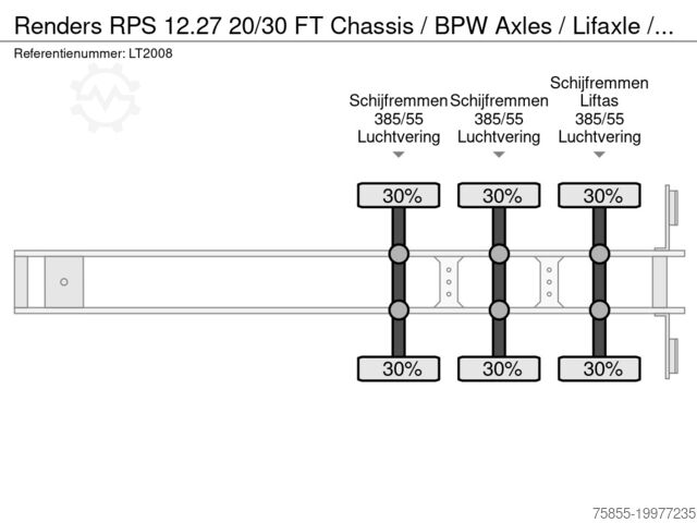 Transporte de contenedores Renders RPS 12.27 20/30 FT Chassis / BPW Axles / Lifaxl...