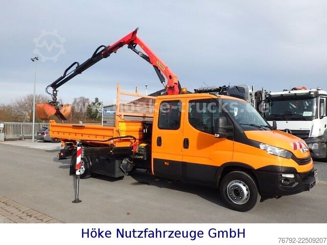 Dreiseitenkipper IVECO 70 C 18 DoKa/Kipper/Palfinger Kran/Greifer/2xAHK