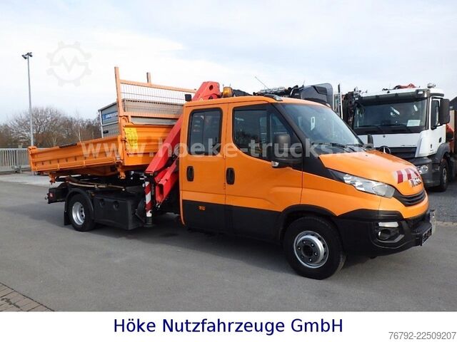 Dreiseitenkipper IVECO 70 C 18 DoKa/Kipper/Palfinger Kran/Greifer/2xAHK