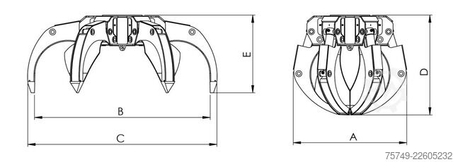 ungesetzt Greifer Holz Schrott Zweischallen m. Rotator