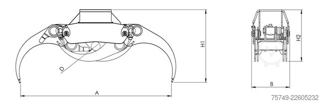  ungesetzt Greifer Holz Schrott Zweischallen m. Rotator