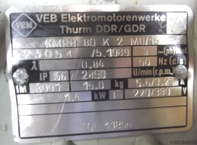 Elektromotor 1,4 kW 2850 U/min VEB KMRB 80 K 2 M0/15
