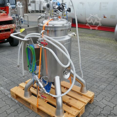 Nenaudotas 80 litrų mobilus farmacijos proceso indas, šildomas/aušinamas, Aisi 316 su magnetiniu mai Raff & Grund 9888