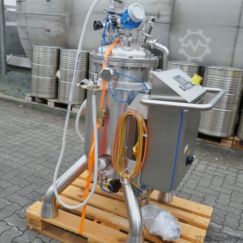 Nenaudotas 80 litrų mobilus farmacijos proceso indas, šildomas/aušinamas, Aisi 316 su magnetiniu mai Raff & Grund 9888