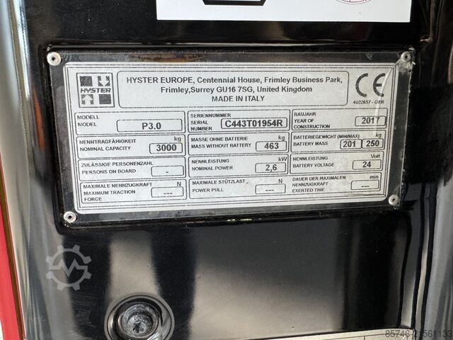 P 3.0 Atex Pyroban EX 2G / জোন ১ !! নতুন ব্যাটারি !! HYSTER P 3.0  Atex Pyroban EX 2G / Zone 1 !! NEW battery !!