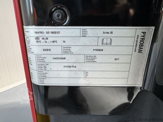 P 3.0 Atex Pyroban EX 2G / জোন ১ !! নতুন ব্যাটারি !! HYSTER P 3.0  Atex Pyroban EX 2G / Zone 1 !! NEW battery !!