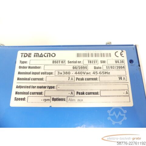 组成部分  TDE Macno DSCT 07 Servoantrieb SN: T8227