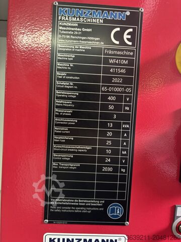Kunzmann Fräsmaschine Kunzmann WF 410 M