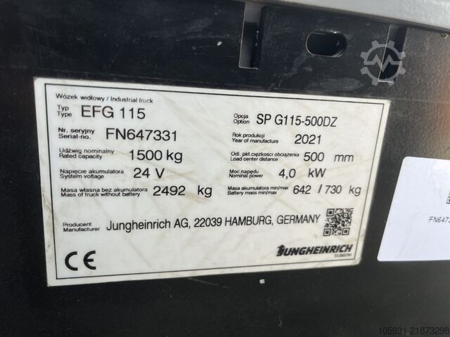 Elektro 3 Rad-Stapler Jungheinrich EFG115