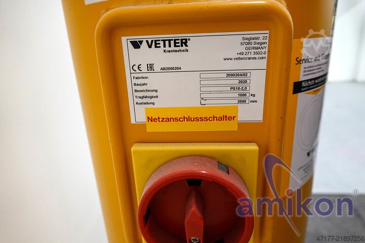 Stĺpový otočný žeriav 1000 kg priemyselný žeriav Vetter PS10-2,0 1t