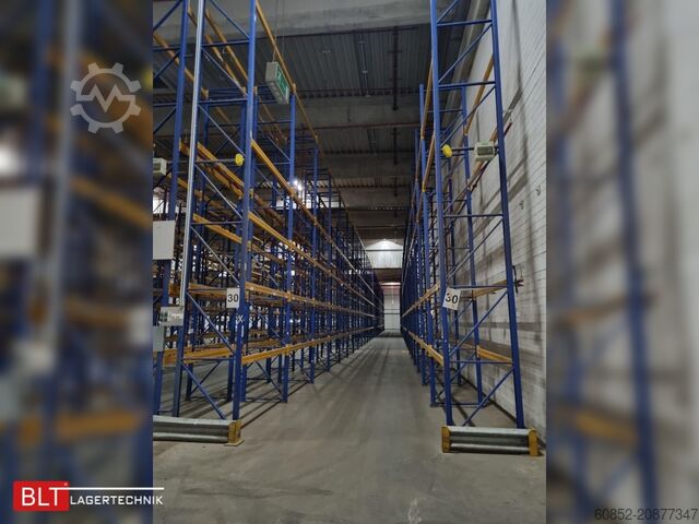 Heavy-duty rack, industrial shelving, high-bay rack Jungheinrich Delta - 30,9 lfm, Höhe 7,5m Boden + 3 Ebenen | Fachlast 2700 kg