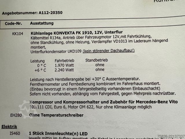 Furgoneta frigorífica MERCEDES-BENZ Vito Kasten 111CDI lang*0°*Kühlkasten*Konvekta*