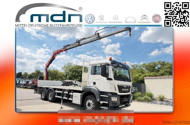 Grue montée sur camion MAN TGS 26.400 6x4 KRAN 4xAbstzg FUNK 5/6 Steuer AHK