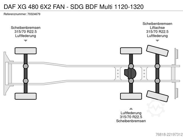 可换车身卡车 DAF XG 480 6X2 FAN - SDG BDF Multi 1120-1320