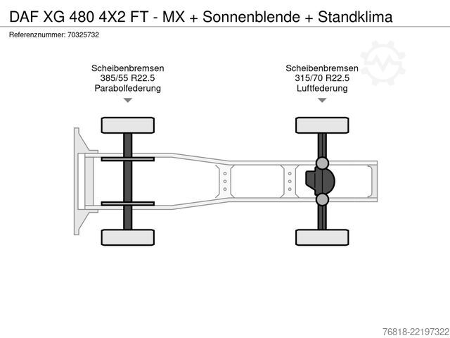 标准牵引车头 DAF XG 480 4X2 FT - MX + Sonnenblende + Standklima