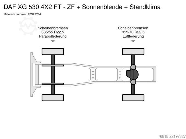 标准牵引车头 DAF XG 530 4X2 FT - ZF + Sonnenblende + Standklima