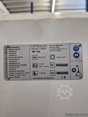 Univerzalna glodalica Optimum OPTImill MT 100