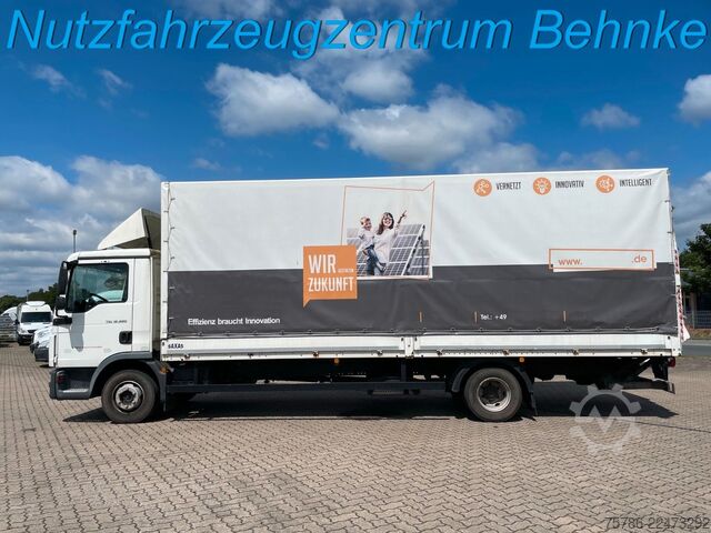 Camión plataforma con toldo MAN TGL 12.220 BL/ 7m Pritsche/ LBW 1.5t/ AC/