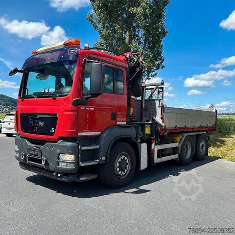 Tipper truck MAN TGS 28.480 6x4-4 ALLRAD KRAN 19m SEILWINDE Wechs