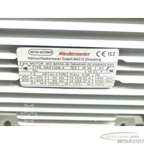 モーター  Niedermeier NAX132M-4 Drehstrommotor SN:121016543