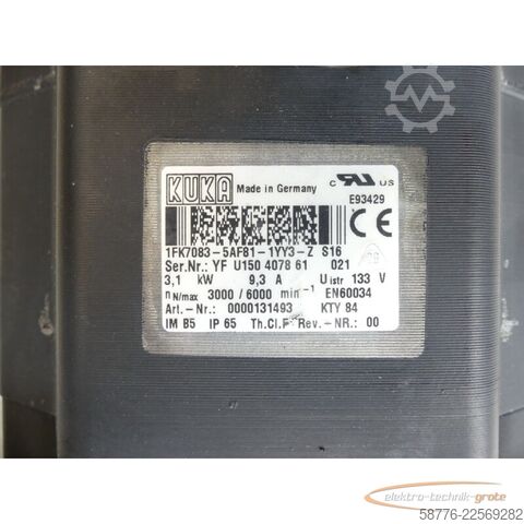 제어 장치 KUKA 1FK7083-5AF81-1YY3-Z S16 Servomotor SN: YFU150407861021