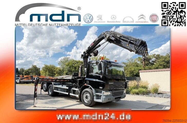 Camión portacontenedores de gancho DAF CF 6x2 lift/lenk Abrollkipper KRAN 22m FUNK